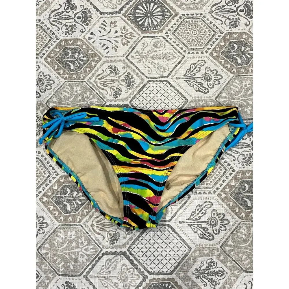 Beach Native Girls Size 16 Rainbow Zebra Tankini Swimsuit 2 Pc Bathing Suit